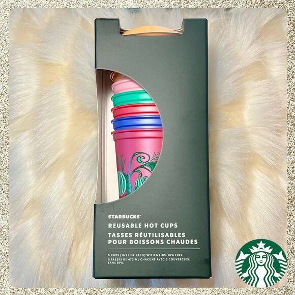 ⭐️ Starbucks 2024 Holiday Reusable Grande Hot Cups 6pk NWT - Picture 1 of 5